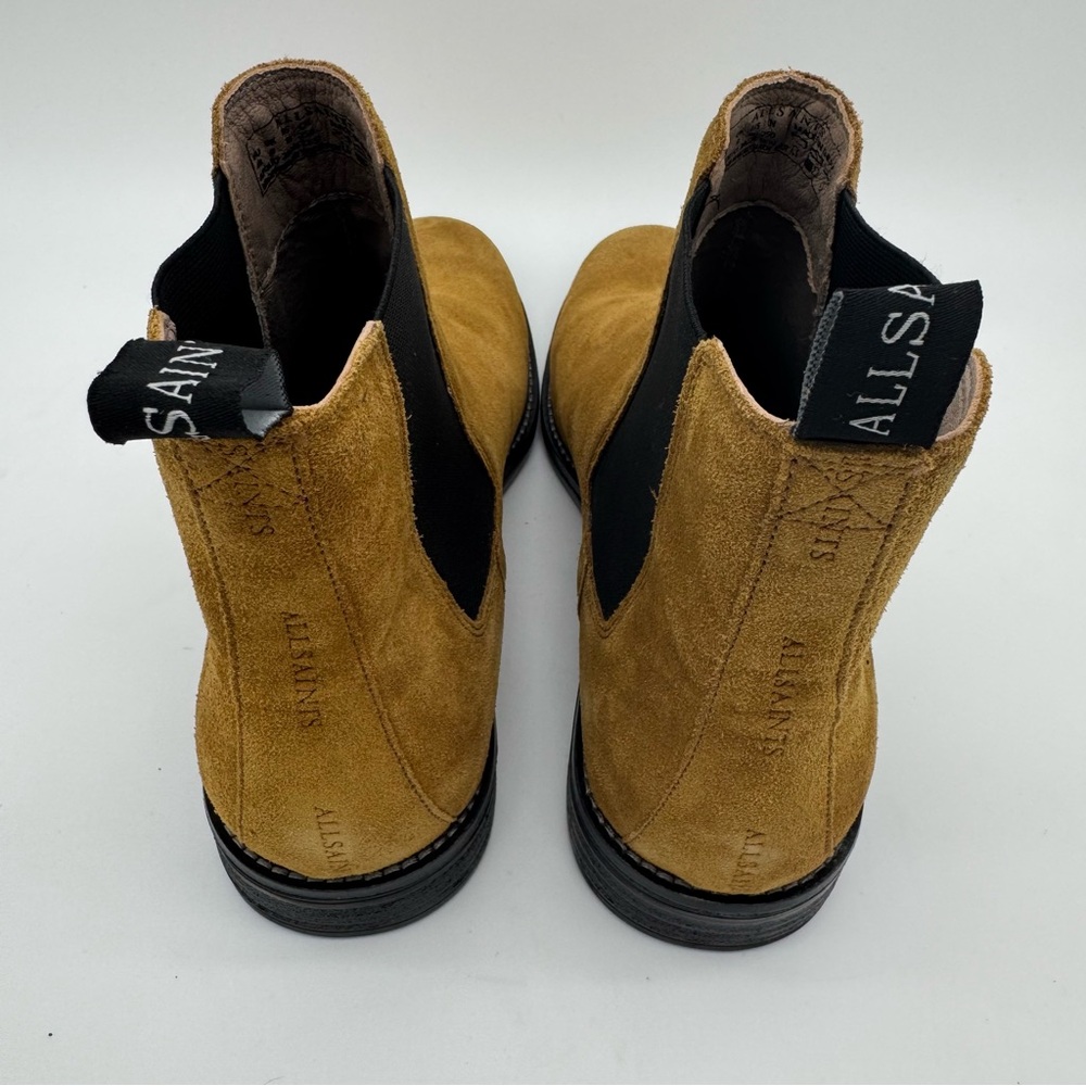 NWOB Allsaints Harley Tan Brown Suede Leather Chelsea Boots Size 43/10 - Picture 6 of 13